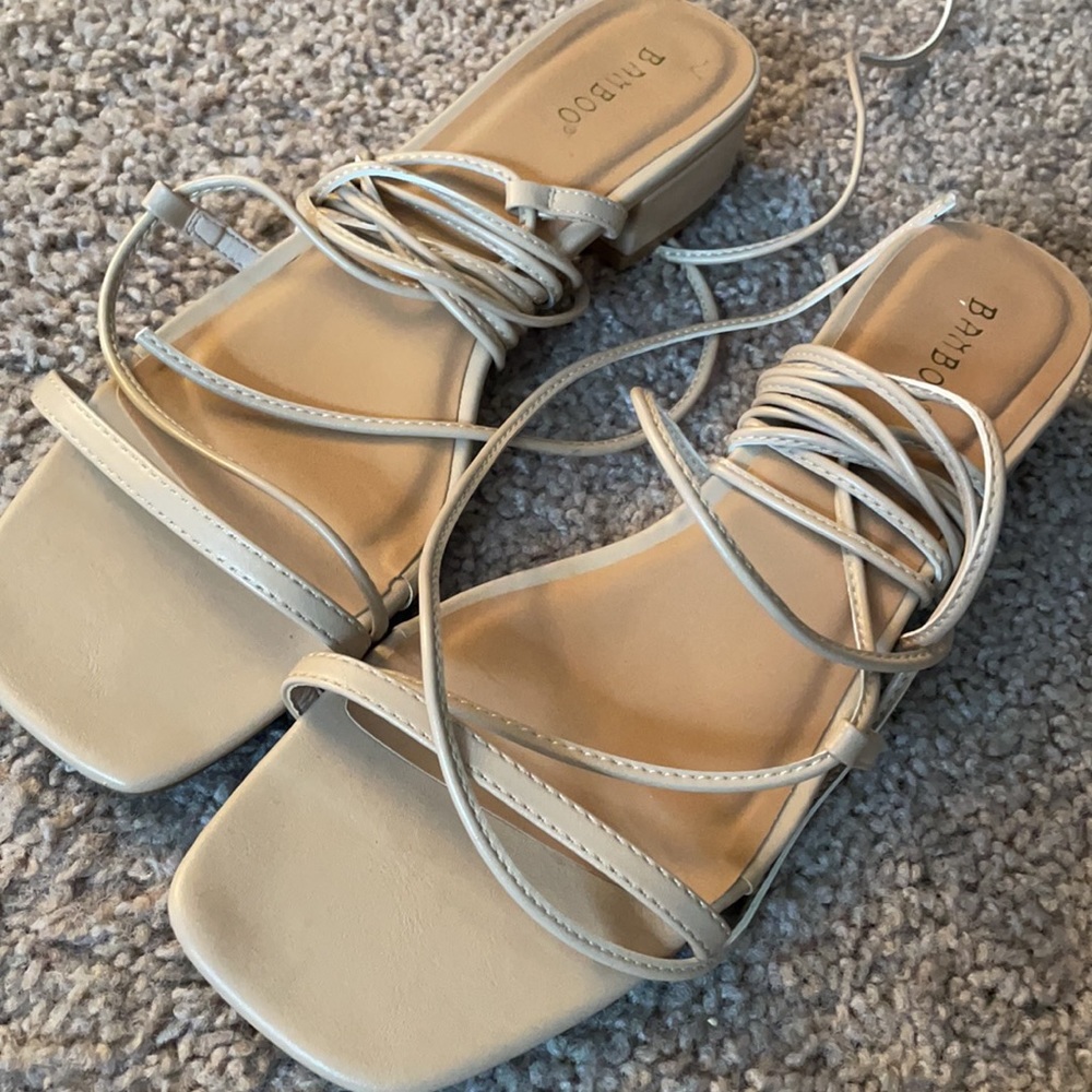 Bamboo Nude wraparound block wrap sandals